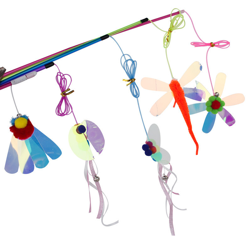 新款逗猫棒反光塑料片猫咪捕捉自嗨互动猫玩具亚马逊爆品货足详情1