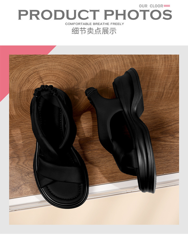 凉鞋女夏季新款松糕厚底小个子沙滩鞋高级感法式配裙子罗马鞋详情6