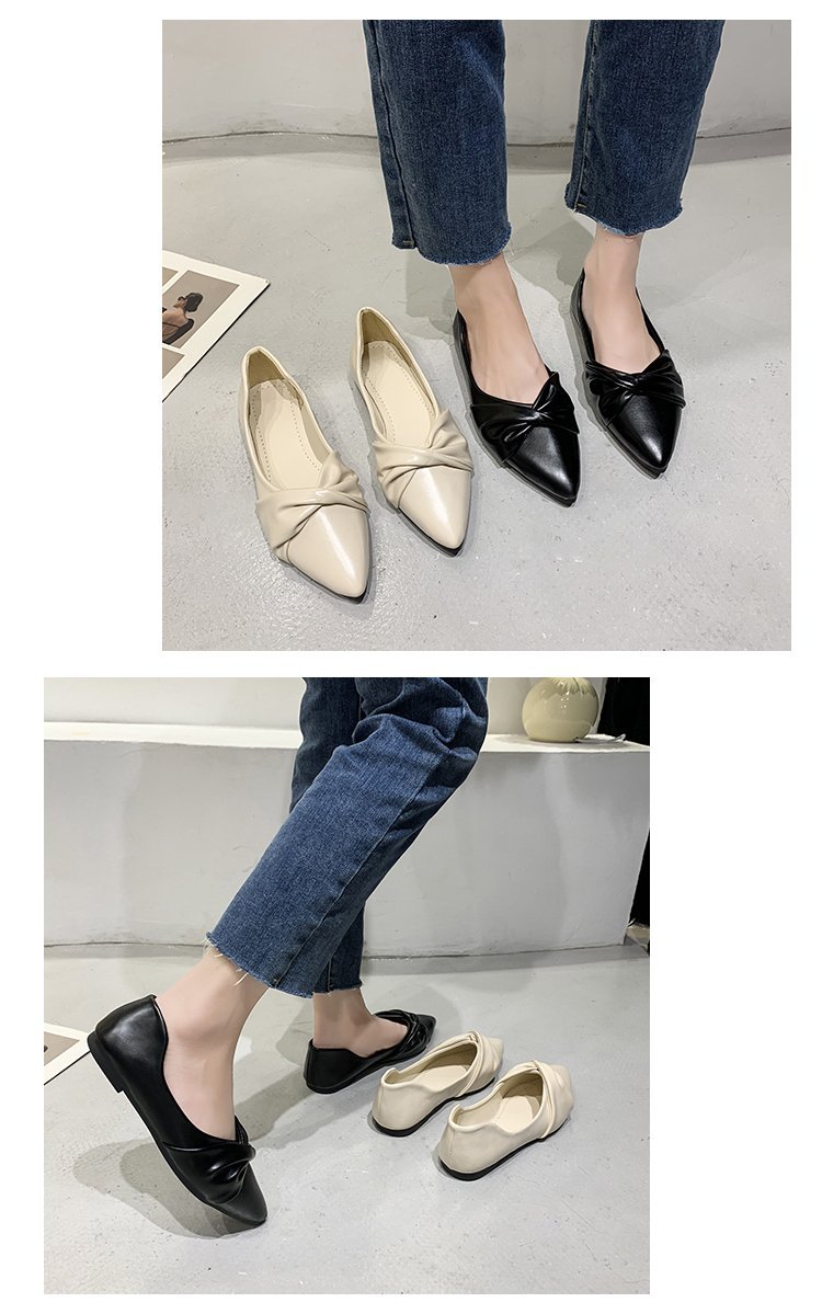 2022春季新款单鞋女时尚尖头浅口女士平底鞋蝴蝶结女鞋批发详情7