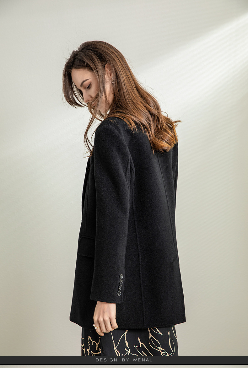 OL style workwear for ladies, waist-cinching and slimming woolen small suit, one-button double-sided woolen suit jacket, European and American style overcoat pic 10