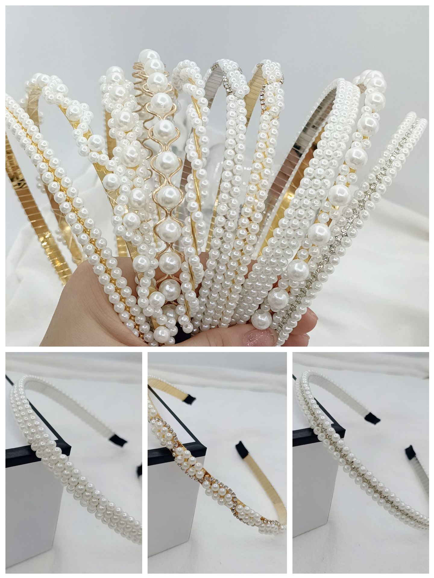 Pearl hairband for women, Super fairy French headband, hair tie, new style 2024, elegant high headband for the top of the head, external pressure hairpin headwear pic 7