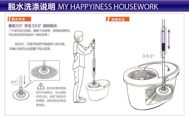 【 Factory Direct Sales 】 Wholesale of dual-drive Good God Drag Rotating mops and hand-pressed mop buckets pic 54