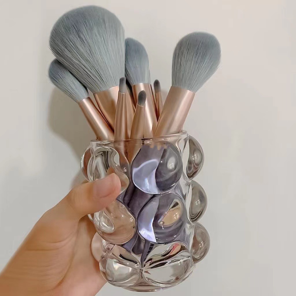 多用途创意透明水晶玻璃笔筒化妆刷桶桌面摆件玻璃烛台蜡烛杯批发详情4