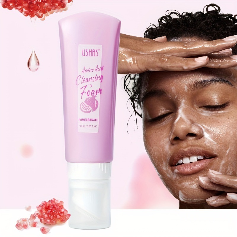 USHAS跨境现货热销石榴硬管洗面奶温和起泡去油洁面面部深层清洁详情4