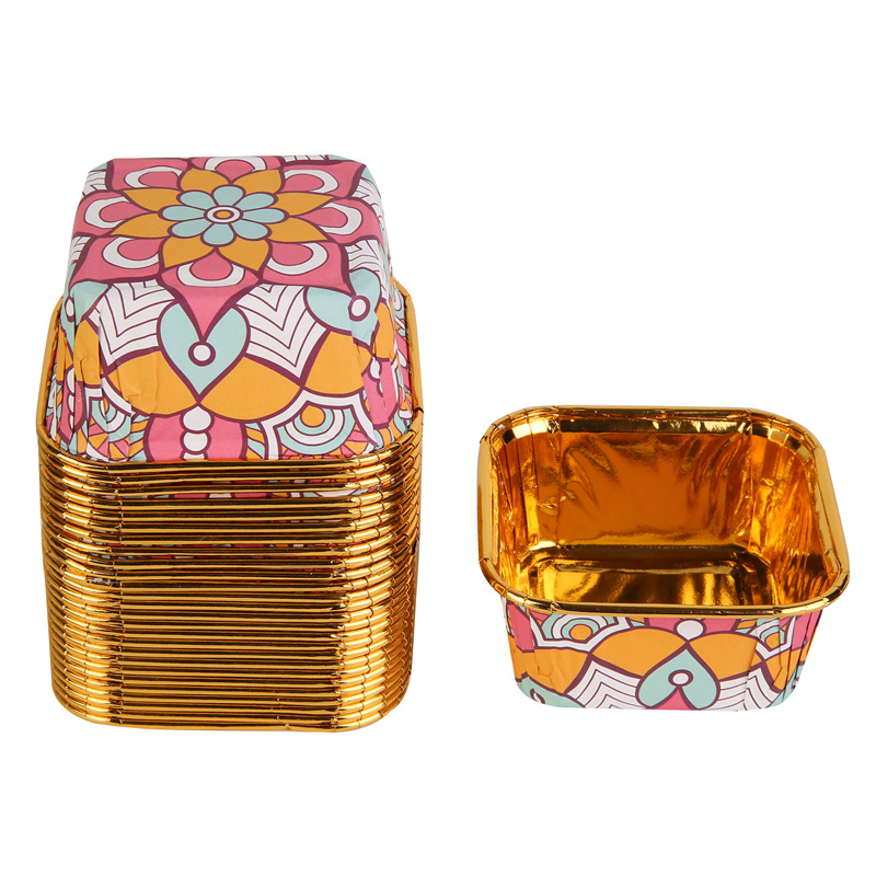 波西米亚风正方形蛋糕纸杯新款特色单面金正方形蛋糕纸杯蛋糕杯6.详情10