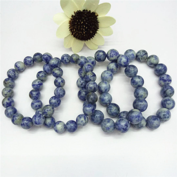 Retro original jewelry, blue pattern stone bracelet DIY, white dot blue natural stone bracelet wholesale factory direct sales, hot sale pic 5
