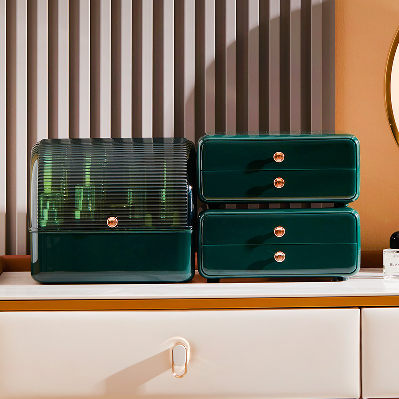 跨境化妆品收纳盒防尘网红护肤品桌面收纳家用梳妆台面膜置物架详情9