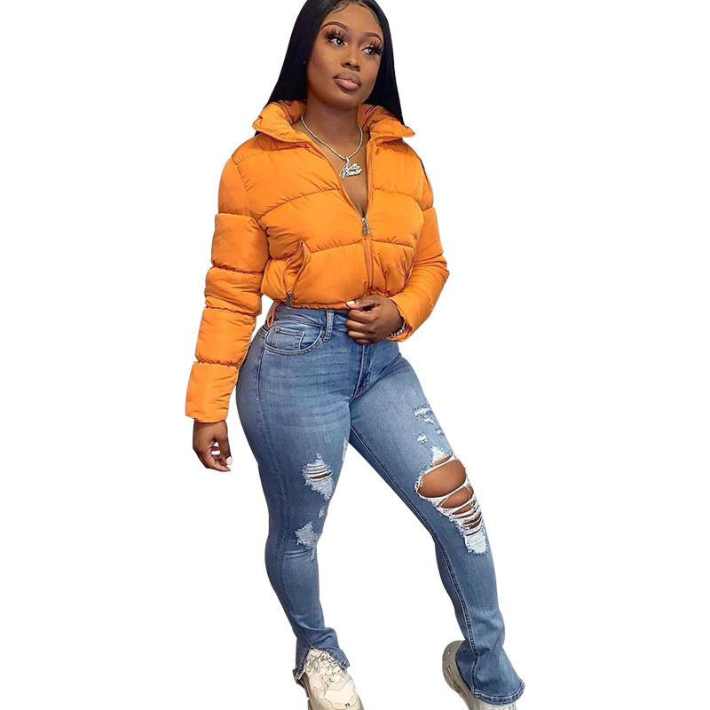 A20504T europa y américa 2021 otoño invierno moda nuevo estilo manga larga cardigan cuello alto caliente pan abajo chaqueta mujeres pic 13