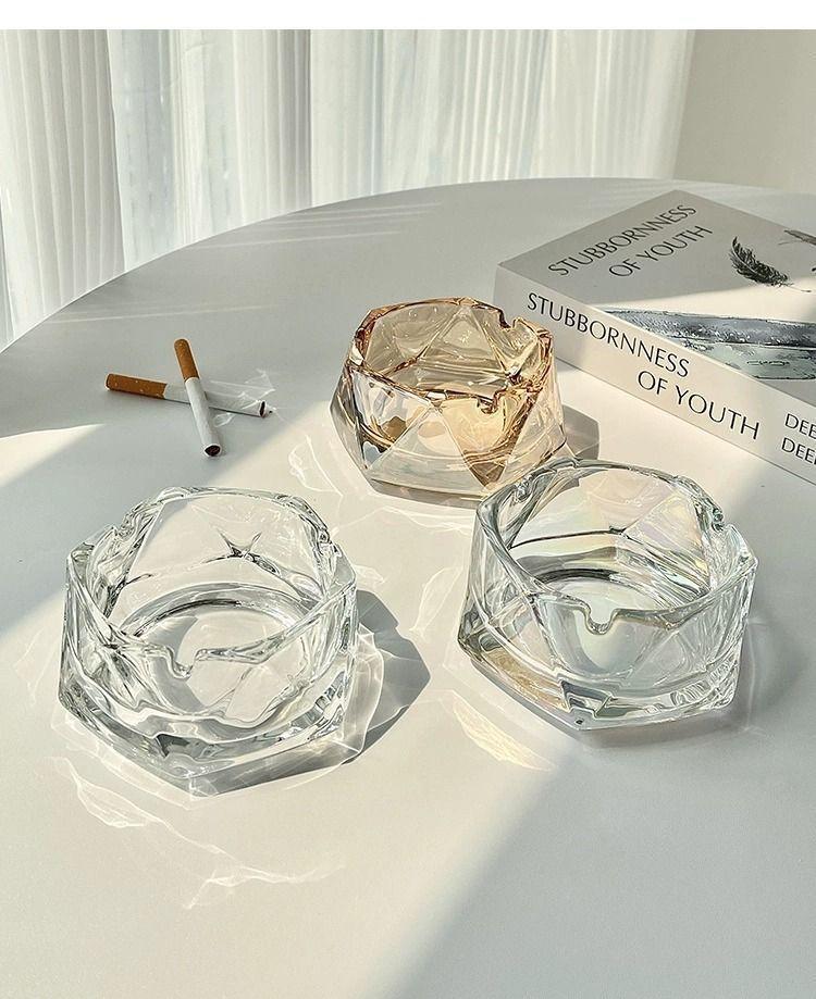 【包邮】2025新款家用玻璃烟灰缸轻奢潮流客厅烟缸办公室时尚水晶详情9