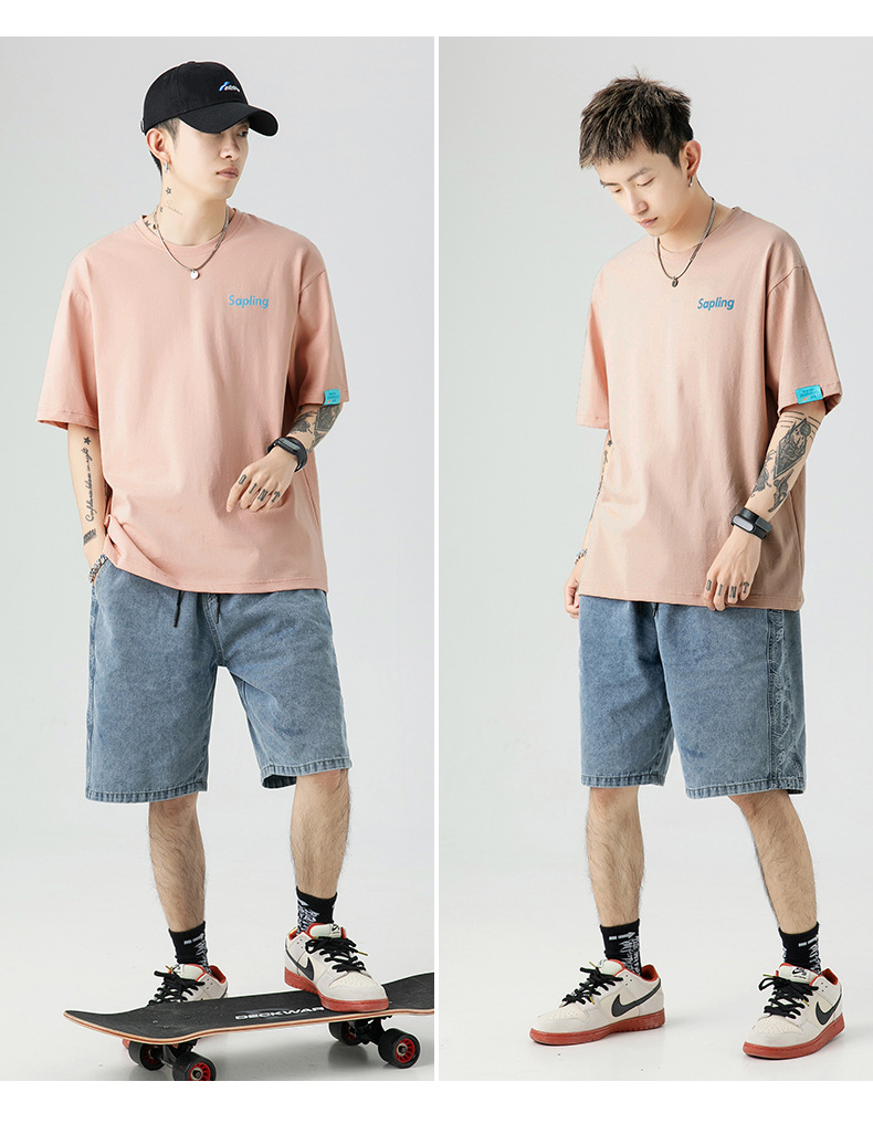 韩路日系男装 潮牌字母印花T恤男宽松百搭基础款纯棉情侣装短袖详情27