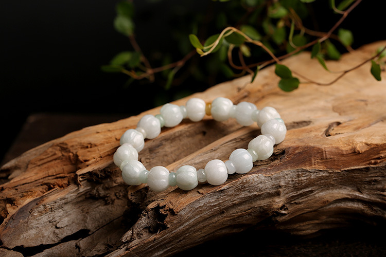 Natural jadeite jade bracelet 10mm, jadeite jade pumpkin bead bracelet, fashionable couple style for men and women pic 4