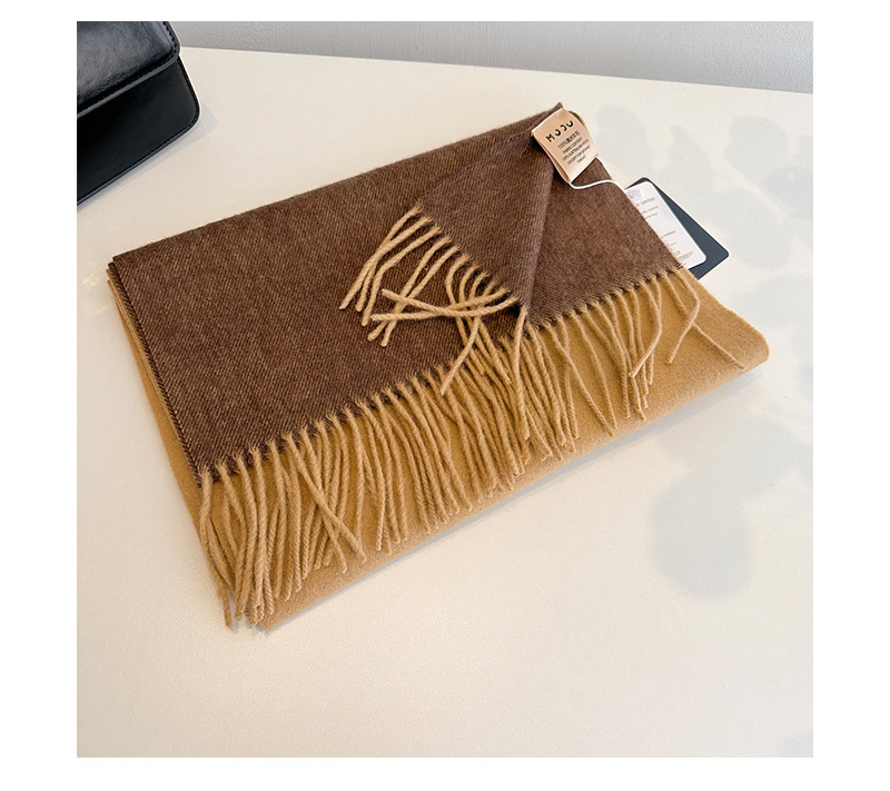 2023流苏拼色羊毛围巾双面披肩两用情侣外搭保暖围脖冬详情16