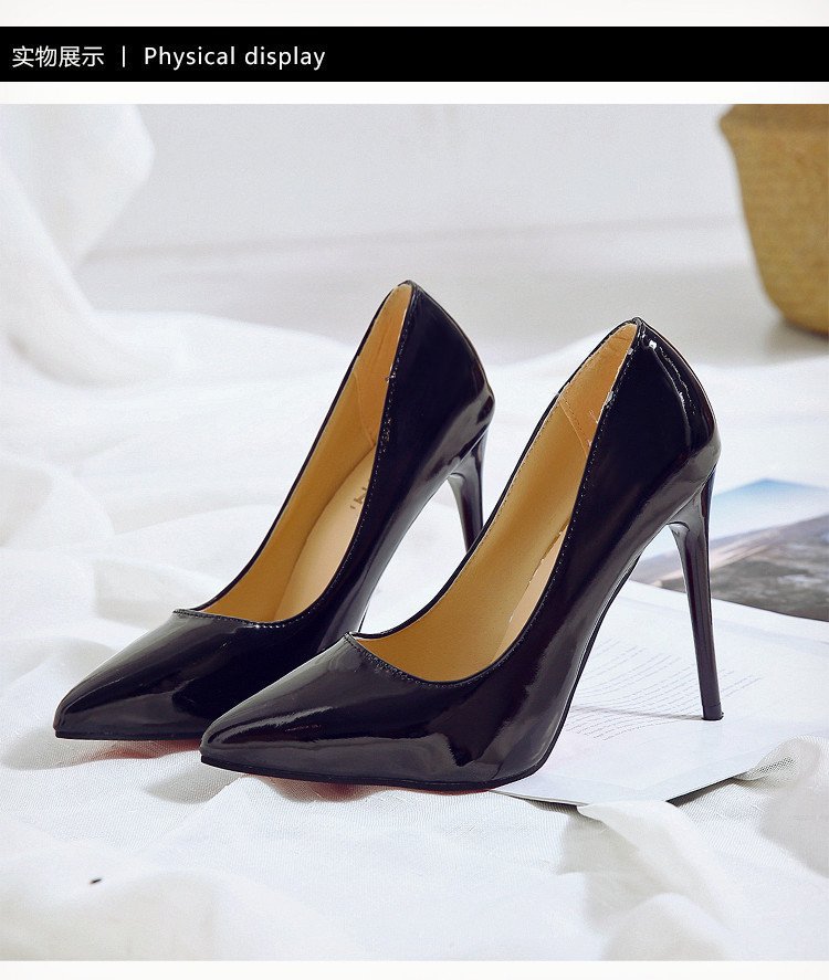 高跟鞋女2021新款女鞋春季欧美风尖头浅口单鞋女式细跟漆皮时装鞋详情9