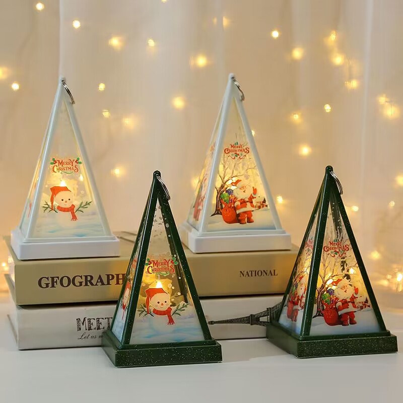 New Christmas decorations: Hand-held triangular wind lamps, night lights, pendants, LED electronic candles, candlestick lights pic 26