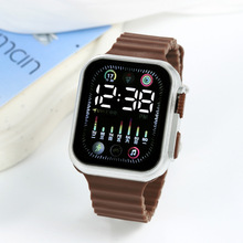 2024新品电镀韩版 LED学生电子表 方形按键彩灯男女情侣运动手表详情31