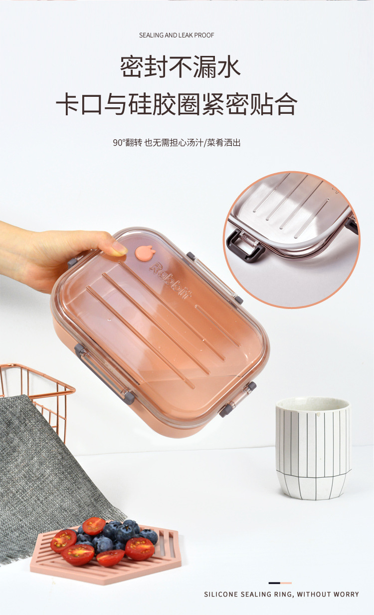 食品级PP塑料大容量密封饭盒创意学生食品级午餐盒野餐简约便当盒详情7