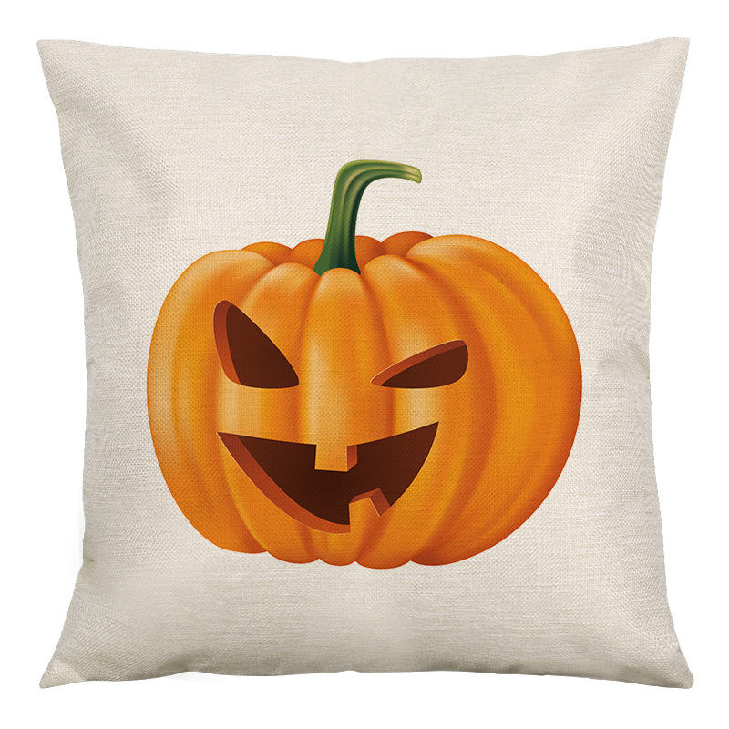 Halloween pumpkin linen pillowcase home fabric cushion pic 9