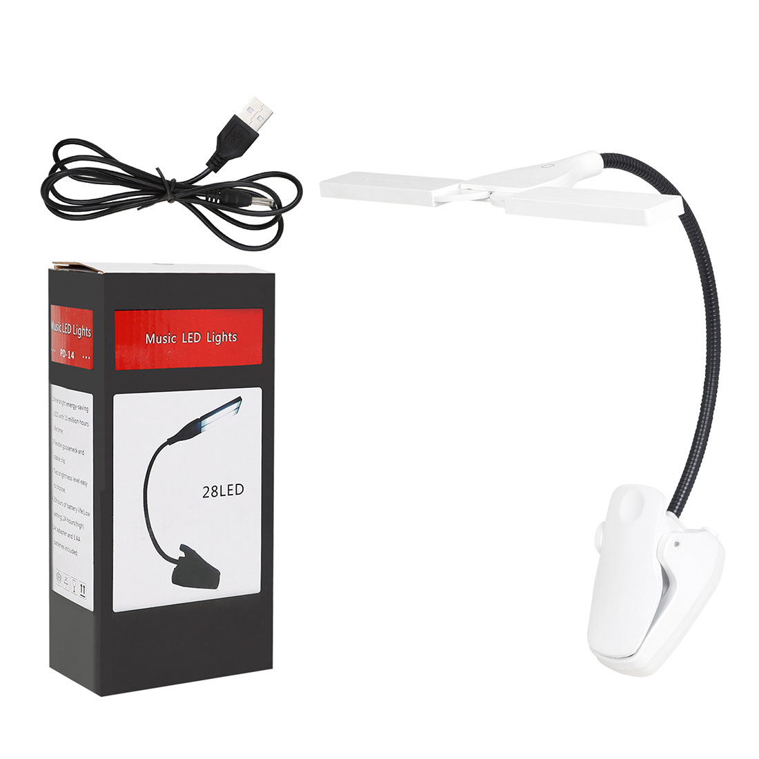 Factory direct sales LED dual-clip reading lamp, USB charging desktop piano lamp, eye-protecting sheet music lamp, dormitory desk lamp pic 8