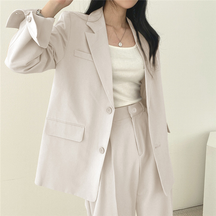 卡其色西装外套女2023新款春秋季韩版小西服套装女士休闲气质上衣详情31