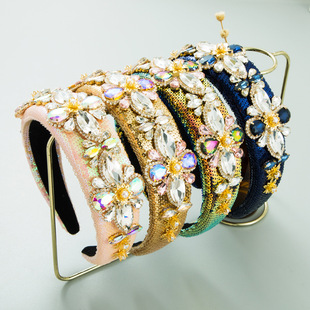 New style hair bands, European and American fashion, light luxury, full diamond pearl headbands, Korean-style elegant facial cleansing headwear wholesale and export pic 17