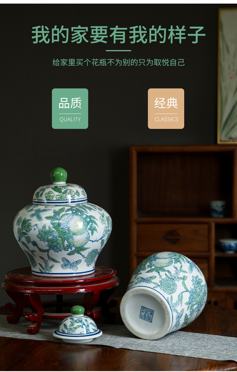 Jingdezhen ceramic vases, blue and white porcelain vases, high-end new Chinese-style decorative items, living room flower arrangements, home decoration pic 4