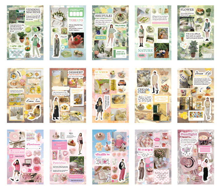 语闲切模贴纸书 漫游未完结系列 盐系古早风素材手帐谷子咕卡拼贴详情19