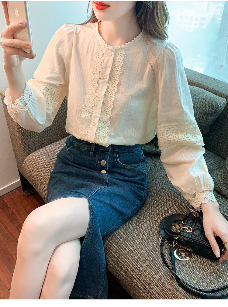 棉衬衫春秋女装欧货早秋款2024年新款时尚洋气春秋上衣打底衫详情7