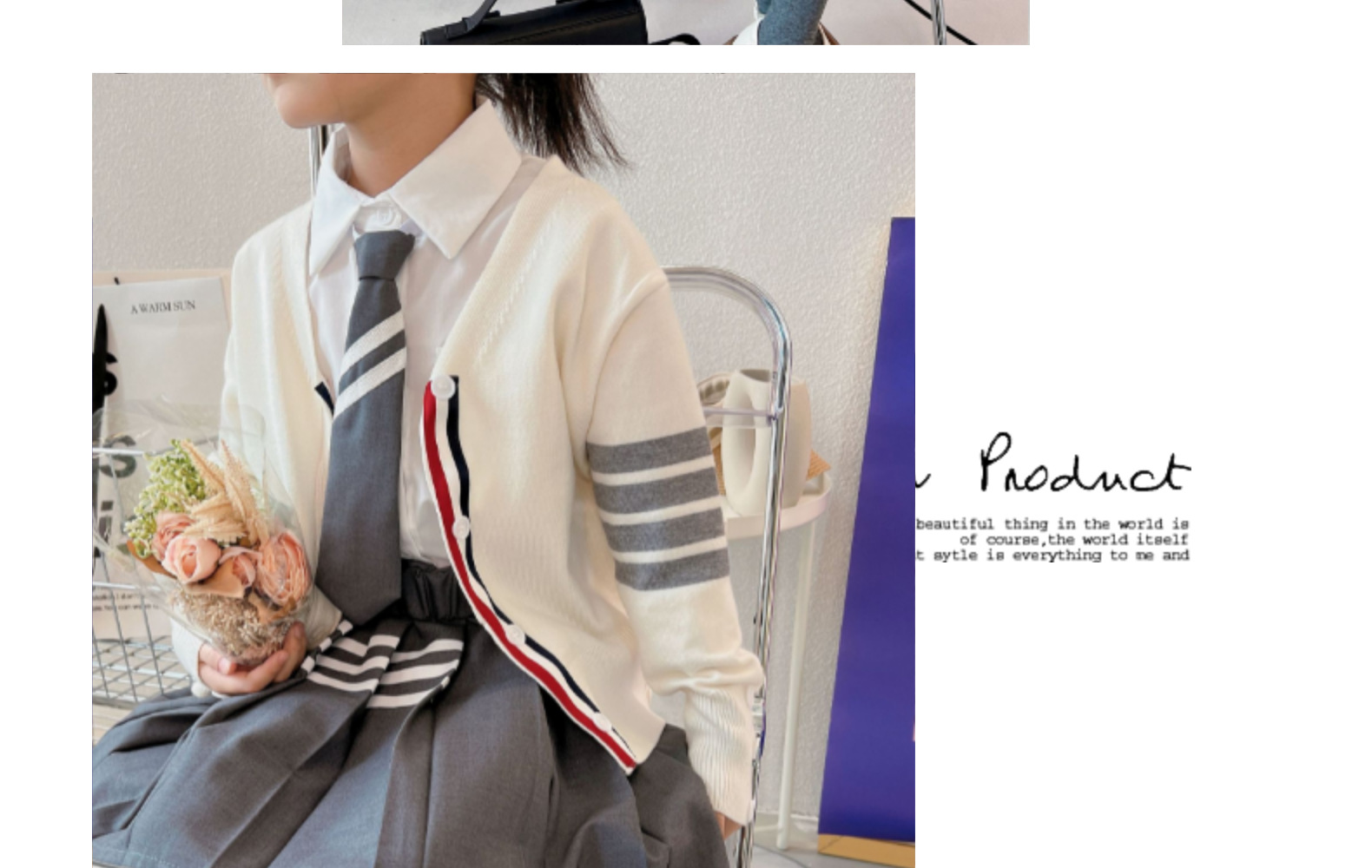 2022秋季新款女童4件套jk制服中大童学院风开衫衬衫百褶裙套装详情10