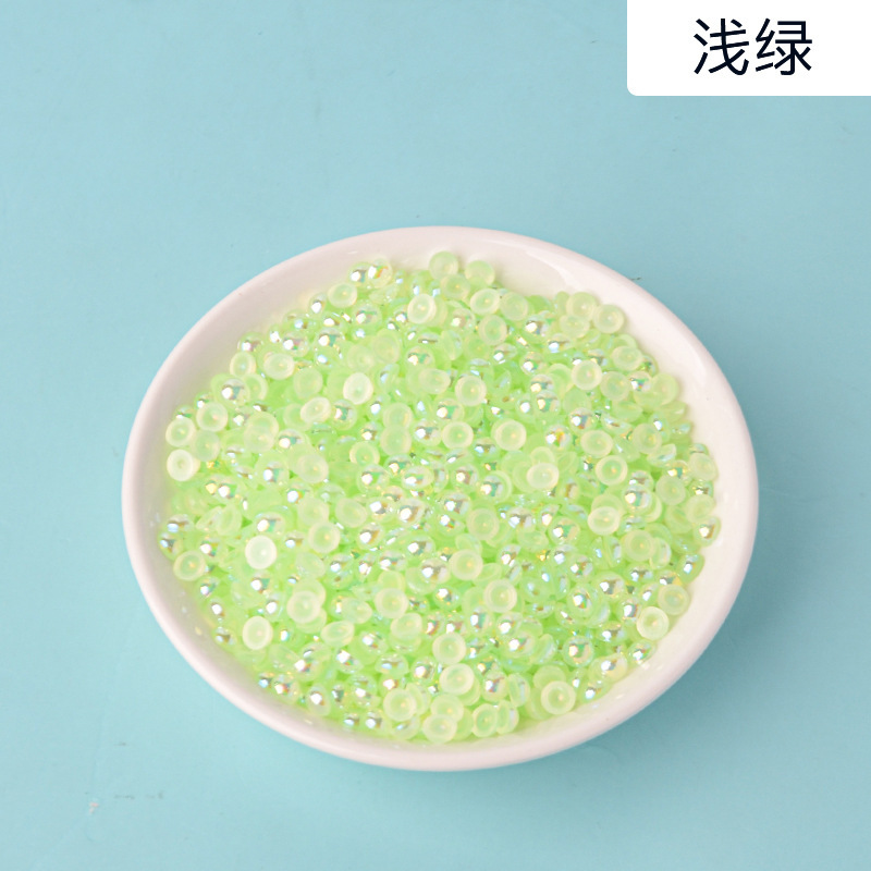 AB semi-circular pearl acrylic transparent AB color semi-circular imitation pearl diy nail art AB accessory flat-bottomed pearl pic 11