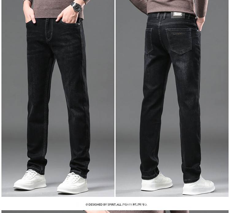 牛仔裤男士高端宽松直筒弹力中高腰休闲百搭男装工厂批发秋冬厚款详情8