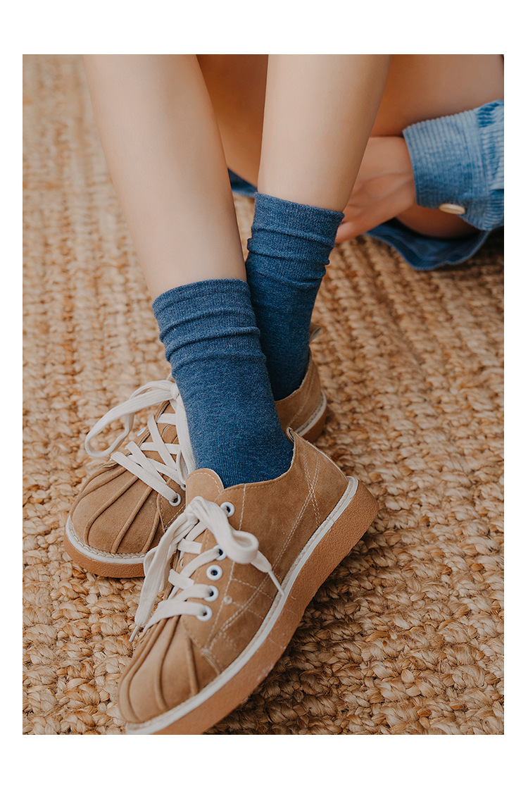 袜子女士秋冬新款纯色高筒袜堆堆袜潮流中筒袜女日系长袜女袜批发详情7