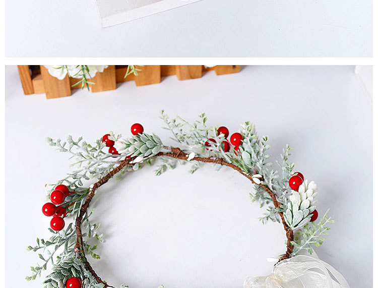 New best-selling Christmas wreath, red berry simulation wreath headband, wedding, travel, commemorative holiday headwear pic 12