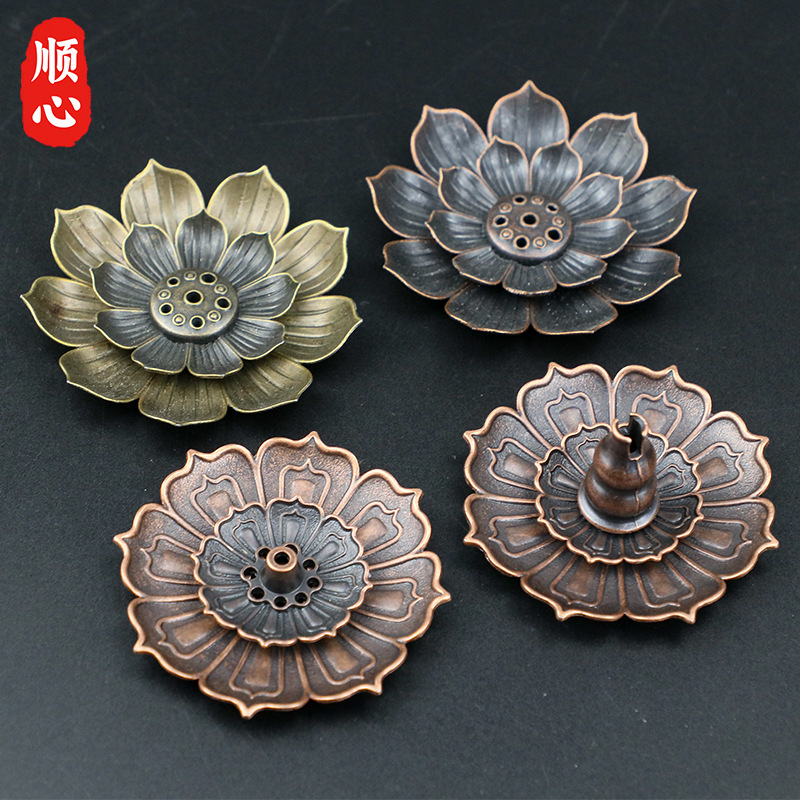 Shunxin Sanbao Lotus Incense Stick Plate, Incense base, Household metal Sandalwood Incense Stick, decorative item, Aroma Diffuser manufacturer wholesale pic 2