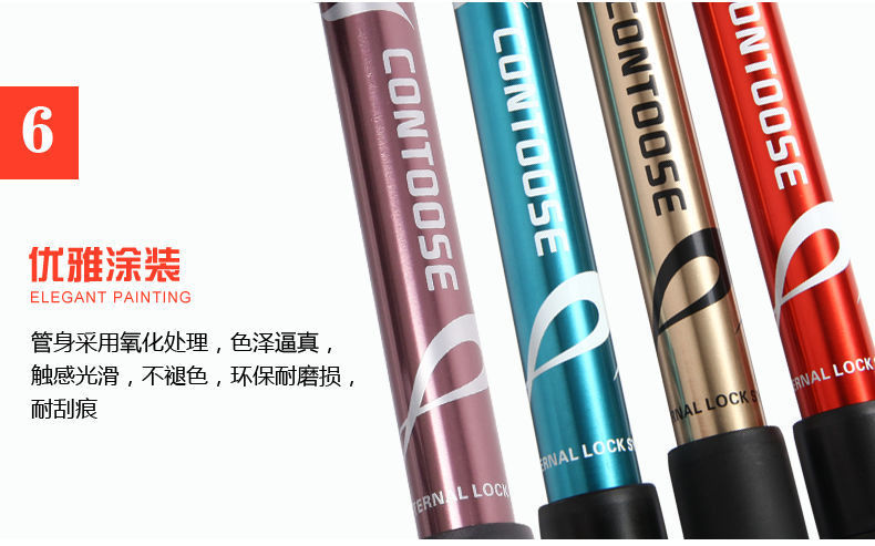 Ultra-light straight-handled aluminum alloy five-section trekking poles for hiking and mountain climbing, foldable outdoor walking ski poles pic 12