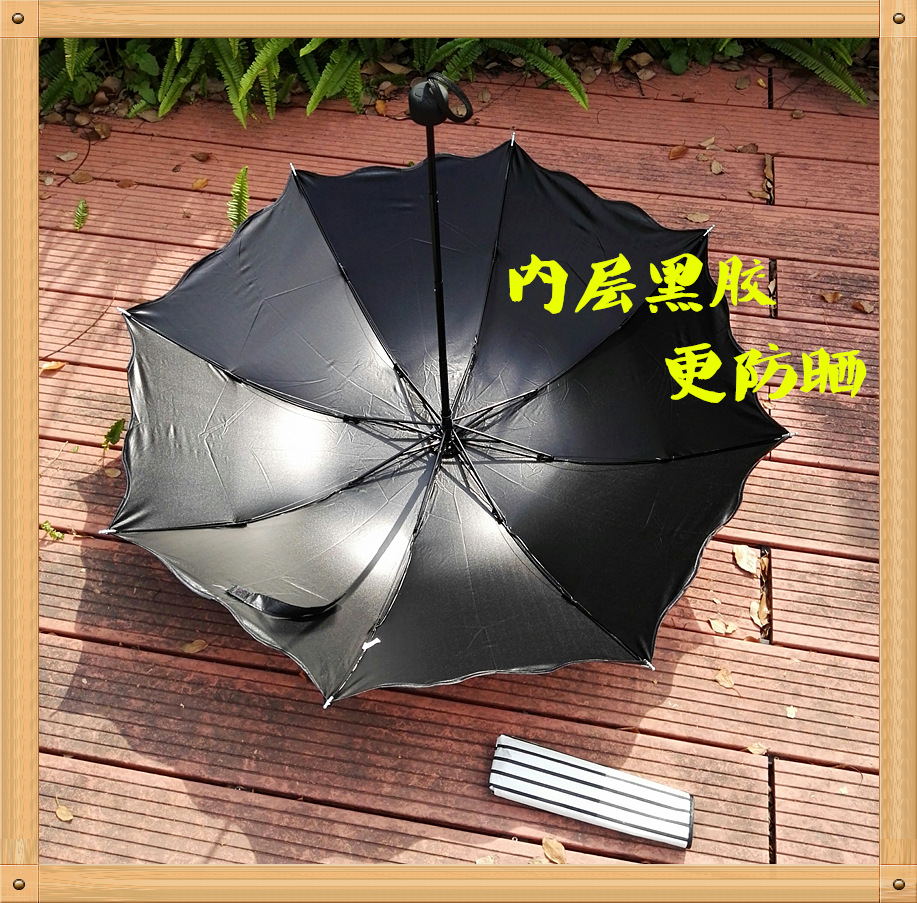 Factory direct sales of black and white striped vinyl umbrellas, Korean version of Apollo three-fold UV protection and sunshade sun umbrellas pic 10