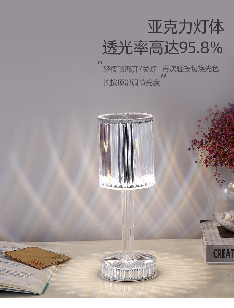 Cross-border Gatsby crystal table lamp, Spanish ambient light, hotel diamond romantic and warm led display piece pic 5