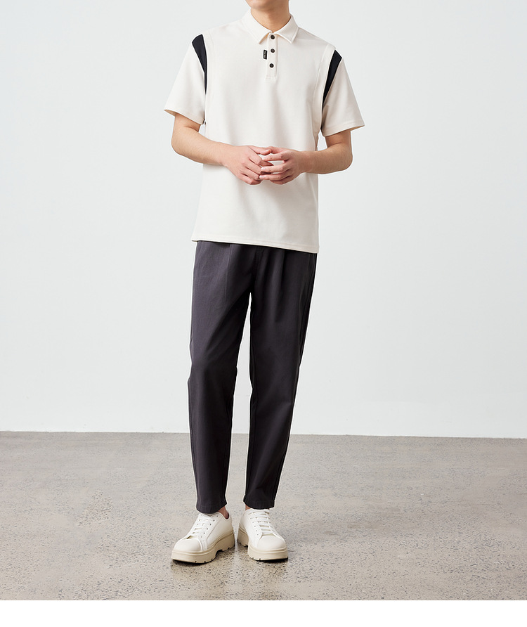 墨麦客250g横纹肌理短袖polo衫男2025夏新款简约撞色男士t恤71245详情21