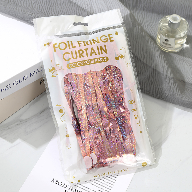 1*2M炫彩高亮镭射雨丝帘儿童节舞台装饰道具生日装饰反光流苏门帘详情7