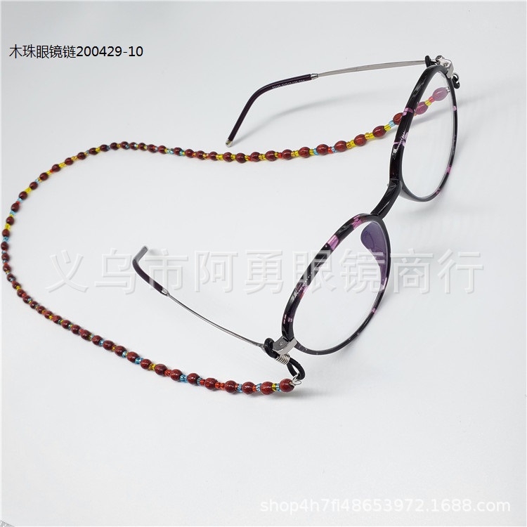 Self-produced and self-sold wooden bead eyewear chain accessories, electroplated, non-fading, anti-slip, neck hanging, not easy to fade, environmentally friendly, made of solid wood pic 6