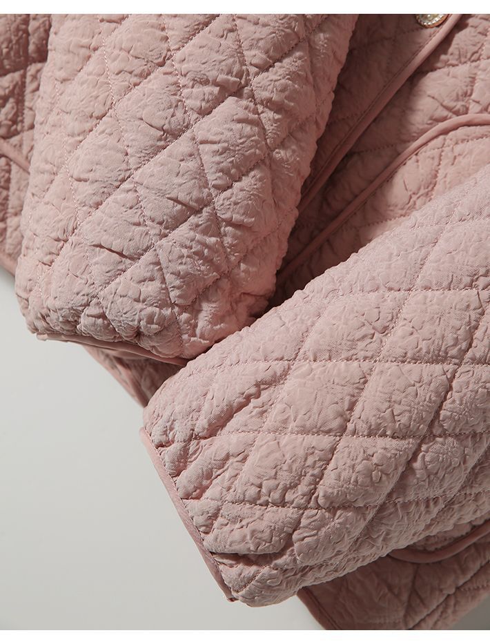 设计感菱形棉衣女V领轻薄好叠穿小香风棉服外套2022秋冬款详情16