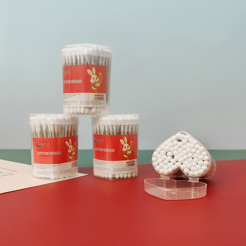 一次性双头竹木棒化妆棉签清洁棉棒棉花棒盒装足数100支 双头棉签详情12