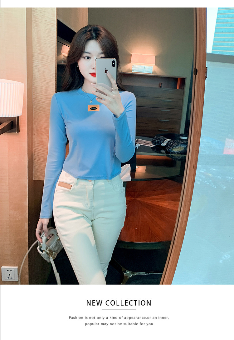 打底衫女内搭秋季2022年新款修身显瘦短款上衣洋气长袖打底小衫潮详情12