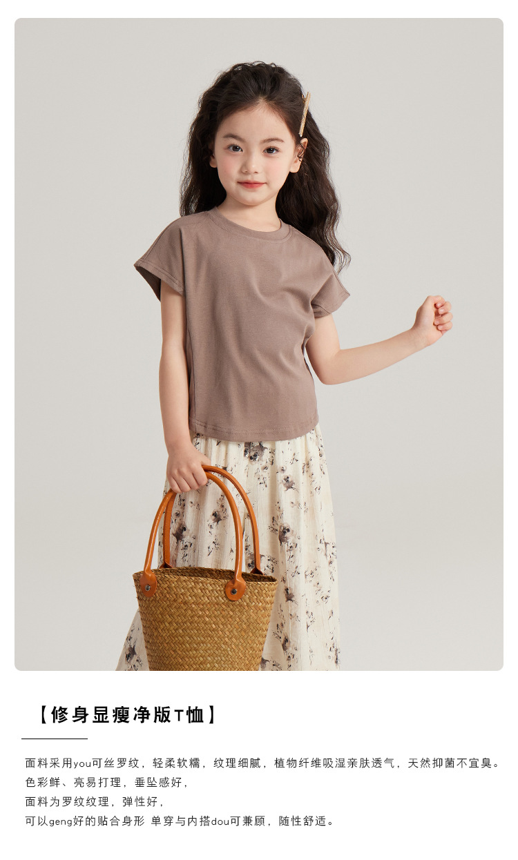 2024夏季新款女童短袖T恤韩版修身显瘦儿童短袖T恤亲肤透气T恤衫详情3