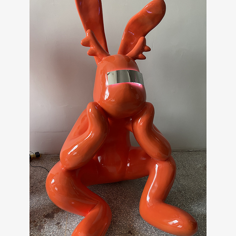 Electroplated cartoon glasses, thoughtful rabbit figurines, model rooms, sales offices, living rooms, studies, creative decorations, large-scale cartoons pic 5