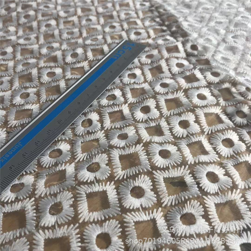 Factory direct sales of extra-dense checkered embroidered fabric, precision organza embroidered dress and garment accessories fabric pic 5
