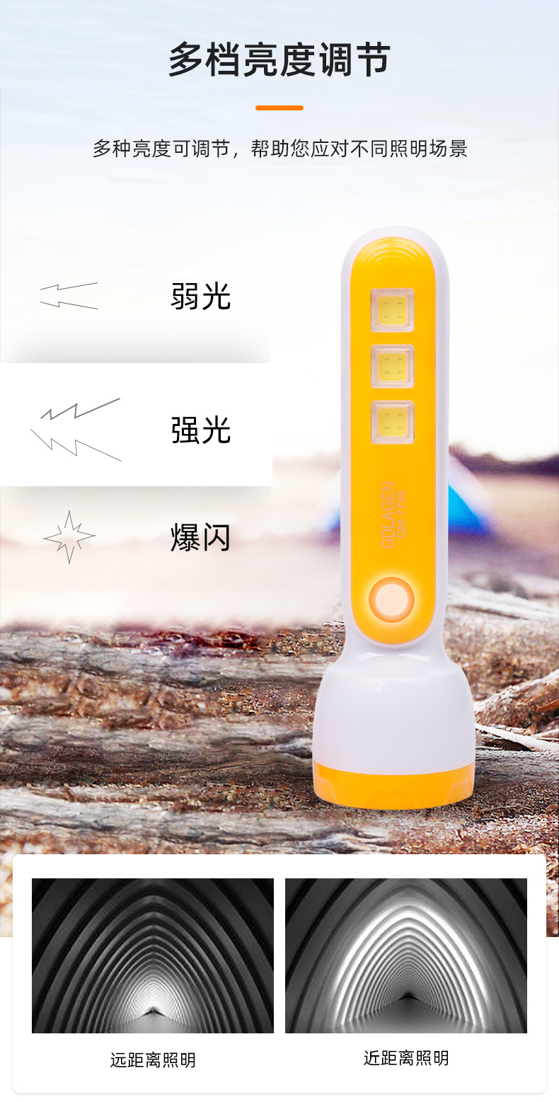 久根电筒手电筒LED 太阳能迷你小充电式酒店消防家用户外多功能强光手电筒详情5