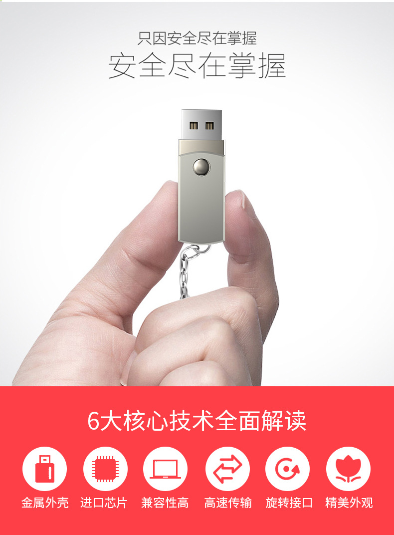 礼品定 制旋转U盘16g车载32g优盘3.0金属8g刻字u盘64g高速U盘128g详情8