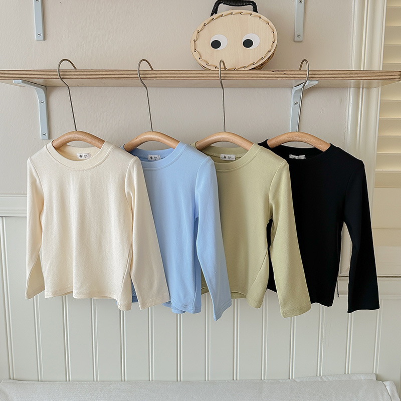 A white long-sleeved loose T-shirt for children, a cute base layer, top and mask T-shirt for boys, girls and babies in spring and autumn pic 17