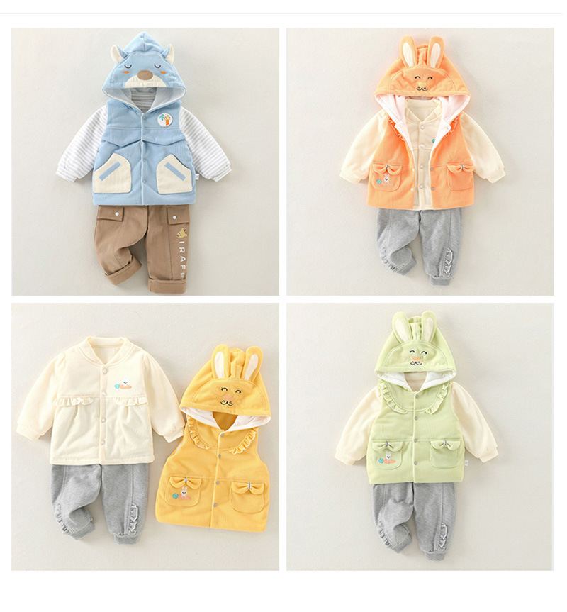 Baby thin cotton vest three-piece set, new autumn and winter set for infants and toddlers, newborn hooded clothes pic 5