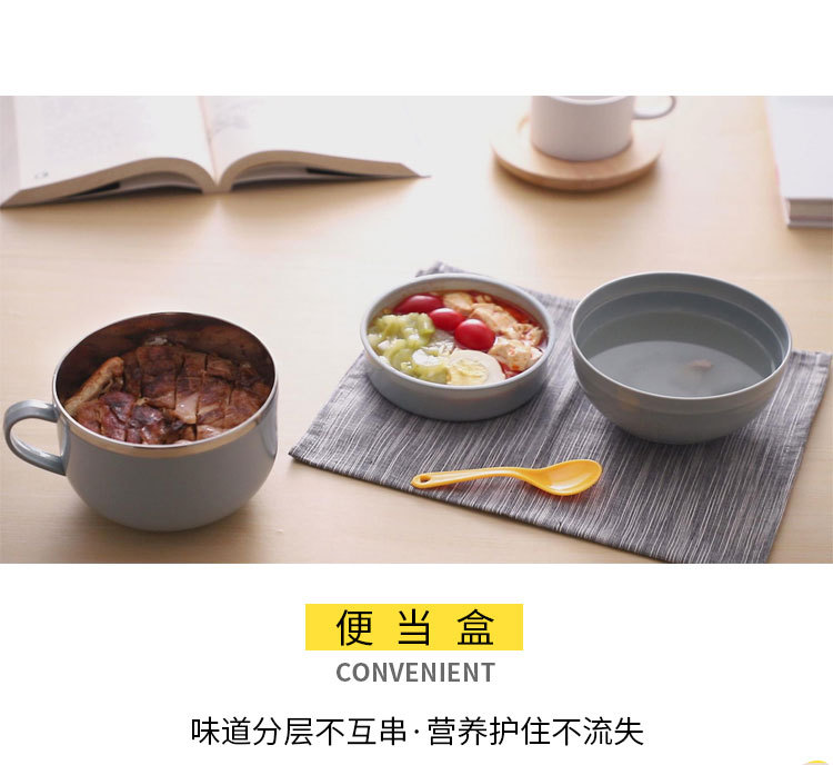 不锈钢快餐杯泡面杯带盖卡通日式泡面碗学生饭盒便当盒提锅详情3